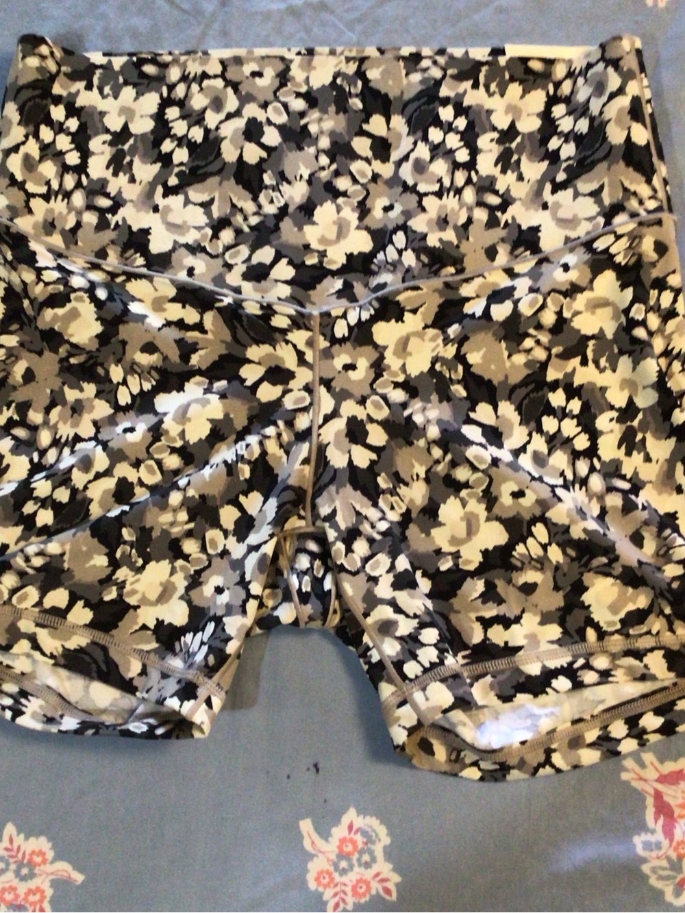 aerie Black, White & Gray Floral High-Rise Bike Shorts